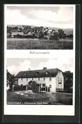 AK Hadermannsgrün, Gasthaus und Kolonialwarenhandlung von Georg Bayer, Teilansicht