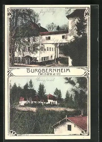 AK Burgbernheim / Wildbad, Jagdburg - Herrenhaus in zwei Ansichten