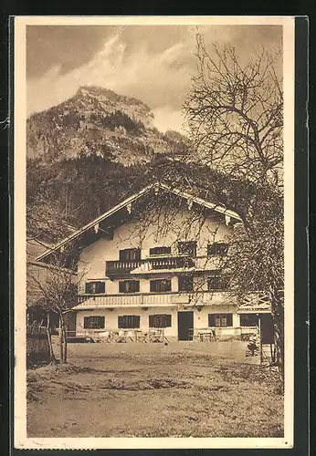 AK Oberaudorf / Inn, Bergwirtschaft Buchau & Brünstein Bergmassiv