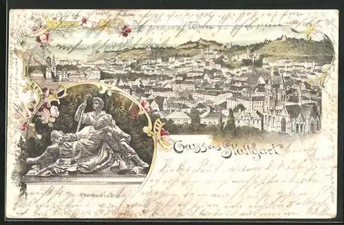 Lithographie Stuttgart, Teilansicht, Eberhards-Gruppe