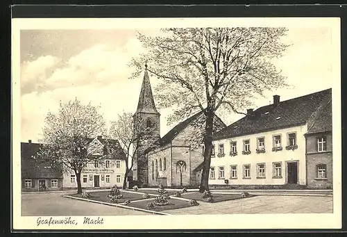 AK Grafenwöhr, Markt mit Gasthaus Kulmbacher Bräustüble und Kirche
