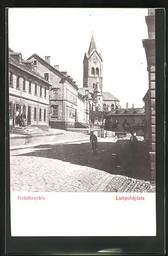 Relief-AK Helmbrechts, Luitpoldplatz mit Blick zur Kirche