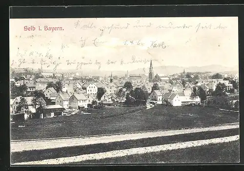 AK Selb i. Bayern, Teilansicht mit Kirche