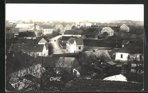 AK Chric, Strassenpartie im Ort aus der Vogelschau