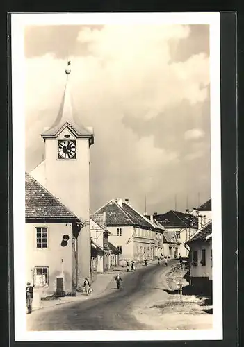 AK Kasejovice, Strassenpartie bei der Kirche