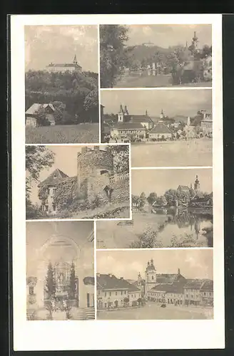 AK Nepomuk, Strassenpartie im Ort, Kirche, Schloss