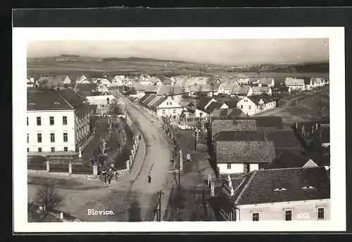 AK Blovice, Strassenpartie aus der Vogelschau