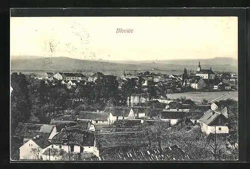 AK Blovice, Panorama mit Kirche