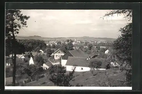 Foto-AK Blovice, Panorama mit Fernblick