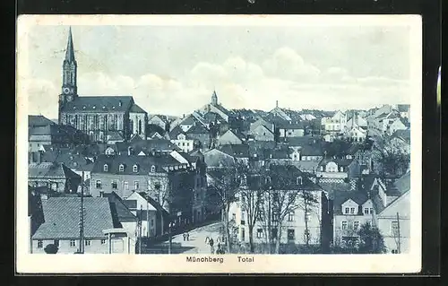 AK Münchberg, Totalansicht mit Kirche