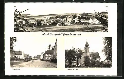 AK Marktleugast /Frankenwald, Teilansicht, Hauptstrasse, Motiv a. d. Kirche