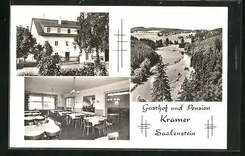 AK Saalenstein, Gasthof und Pension Kramer, Innenansicht, Panorama