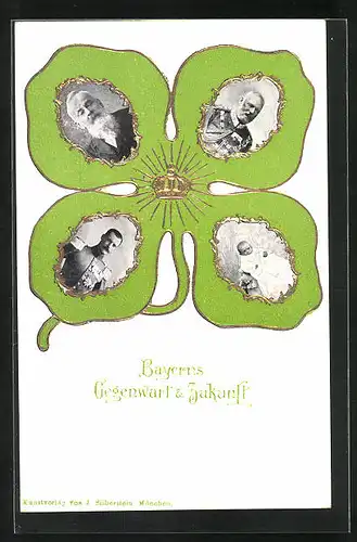 Präge-AK Bayerns Gegenwart und Zukunft, König Ludwig III. von Bayern im Kleeblatt, Passepartout