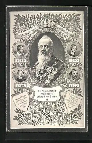 AK Sr. Königlichen Hoheit Prinzregent Luitpold von Bayern, Geb. 1821, 90 jähriges Geburts-Jubiläum 1911