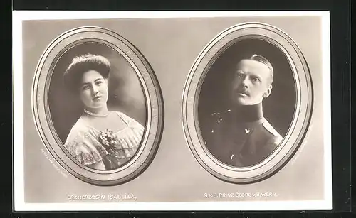 AK Prinz Georg von Bayern und Erzherzogin Isabella