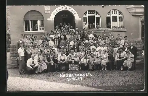 Foto-AK Hettenhausen, Gasthof St. Georg, Gruppenbild 1937