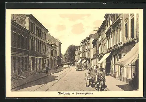 AK Stolberg, Steinwegstrasse mit Ladenzeile