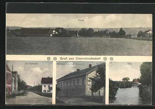 AK Obermünchsdorf, Dorfstrasse, Gasthaus Josef Neumaier, Totalansicht