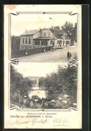 AK Bommern b. Witten, Restaurant Heinrich Sandkühler mit Garten