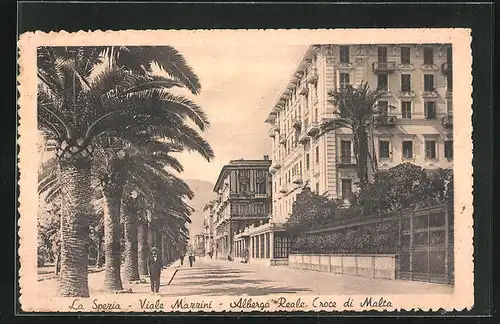 AK La Spezia, Viale Mazzini, Albergo Reale Croce di Malta