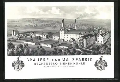 Künstler-AK Rechenberg-Bienenmühle, Brauerei und Malzfabrik