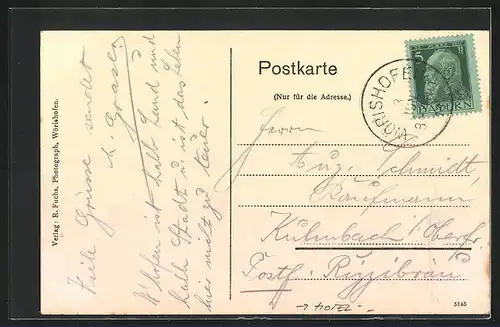 AK Wörishofen, Hotel-Pension Weiss Bes. W. Sproll