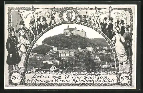Künstler-AK Kulmbach, 75 jähr. Jubiläum des Gesang-Vereines 1908, Sängerfest