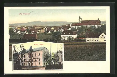 AK Waldsassen, Hotel Lamm, Ortsansicht