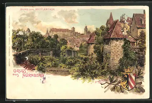 Künstler-AK Erwin Spindler: Nürnberg, Burg vom Spittlerthor