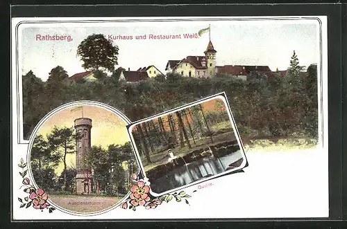 AK Rathsberg, Restaurant und Kurhaus Weiss, Quelle, Aussichtsturm