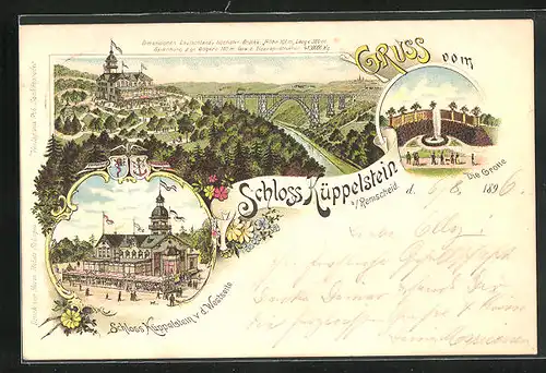 Lithographie Remscheid, Gasthaus Schloss Küppelstein, Grotte