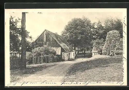 AK Presseck /Frankenwald, Bauernhaus mit Holzlager