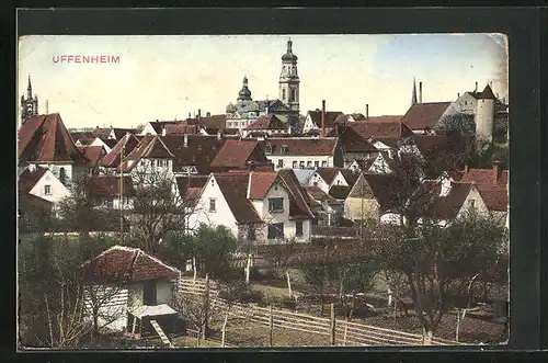 AK Uffenheim, Blick über die Dächer, Hühnerstall