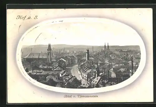 AK Hof a. S., Blick von Theresienstein