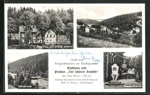 AK Heigenbrücken /Hochspessart, Gasthaus u. Pension Zur schönen Aussicht