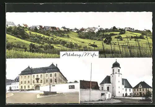 AK Absberg /Mfr., Kirche, Panorama, Gebäudeansicht
