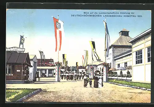 AK Komotau / Chomutov, Blick auf die Landwirtschaftliche Abteilung der Deutschböhmischen Landesschau 1913, Ausstellung