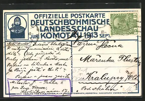 AK Komotau / Chomutov, Blick auf die Landwirtschaftliche Abteilung der Deutschböhmischen Landesschau 1913, Ausstellung