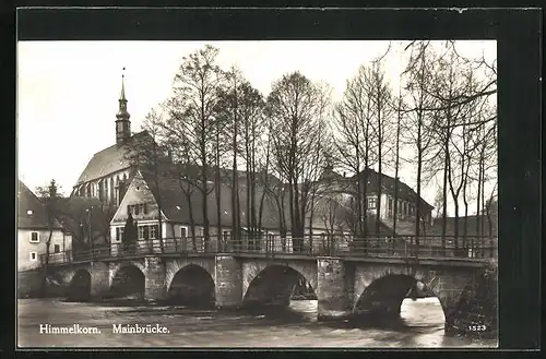 AK Himmelkron, Mainbrücke mit Gasthof