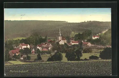 AK Hutschdorf, Ortsansicht mit Umgebung