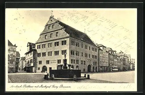 AK Ansbach, Rathaus mit Markgraf Georg Brunnen