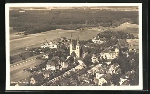 AK Neuendettelsau, Fliegeraufnahme des Ortes mit Kirche