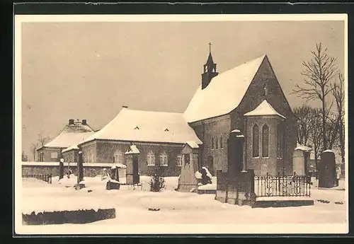 AK Marktleuthen, Friedhofsgebäude im Winter