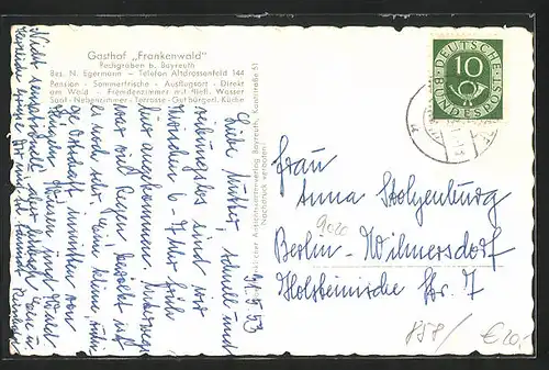 AK Pechgraben b. Bayreuth, Gasthof Frankenwald