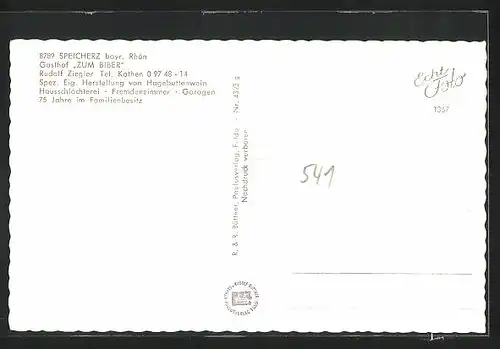 AK Speicherz /Rhön, Gasthof zum Biber, Totalansicht