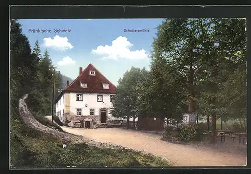 AK Schottersmühle, Strassenpartie mit Wohnhaus