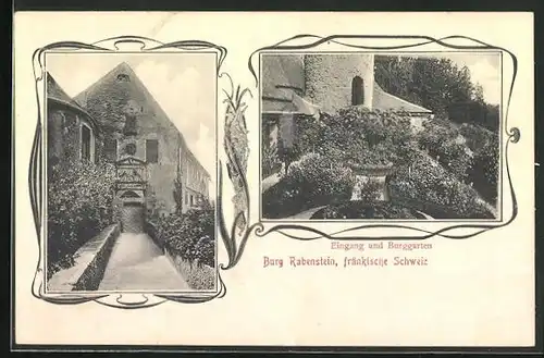 AK Rabenstein /Fränkische Schweiz, Burg, Eingang und Burggarten