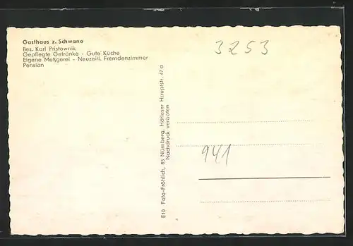AK Hiltpoltstein /Fränkische Schweiz, Gasthaus zum Schwane, Innenansicht, Ortsansicht
