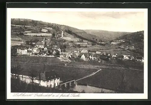 AK Gräfendorf a. d. fränk. Saale, Teilansicht mit Kirche