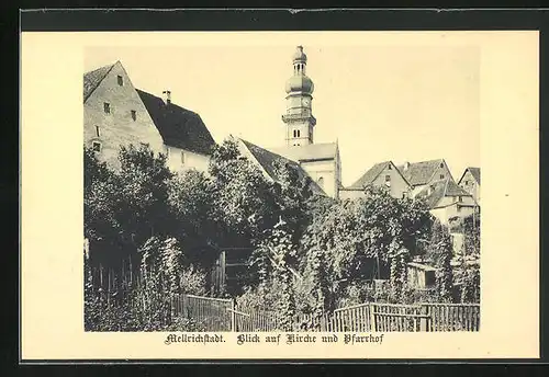 AK Mellrichstadt, Blick auf Kirche und Pfarrhof